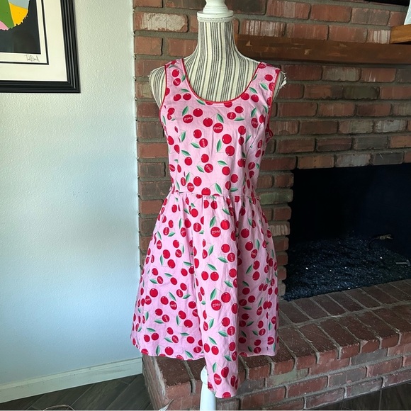Loungefly Stitch Shoppe x Coca-Cola Olivia Cherry Print Sleeveless Dress Sz - Picture 2 of 9